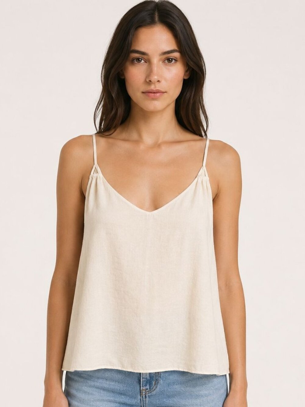 Heartloom Satin Cami Tank Top Small Ivory Adjustable Strap Layering Blouse